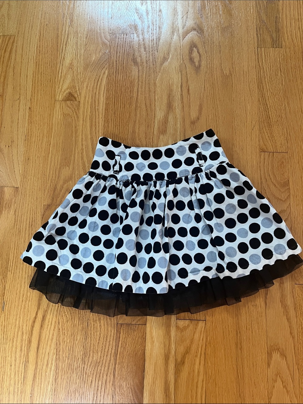 The Children's Place Black & White Polka Dot Skort with Black Tulle